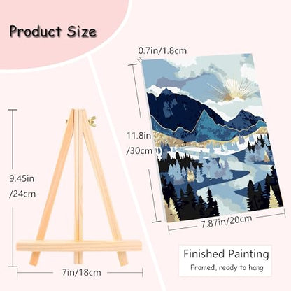 Muzagroo Art 4 Pcs Paint by Numbers Kits for Adults Framed Canvas with Wooden Easel DIY Abstract Landscape Acrylic Oil Paintings Kits Paint by Numbers on Canvas Wall Art (8x12 inch) - color: Abstract Landscape