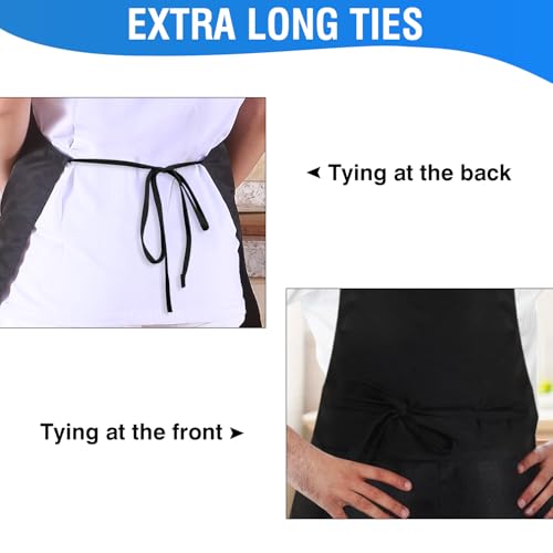 2/8/20 Pack Black Aprons for Cooking, Chef Aprons for Women Men with Pockets, Aprons Bulk Adjustable for BBQ - size: 8 Pack