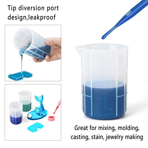 15PCS Silicone Measuring Cups Set, Mixing Cups for Epoxy, Resin Arts, Glue, Jewelry Casting Molds, Acrylic Paint Pouring, Cup Making, Waxing, Crafts, 5 Kinds Capacity(700/300/100/20/15ml) - size: X Large-700ml, 300ml, 100ml, 20ml, 15ml