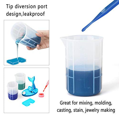 15PCS Silicone Measuring Cups Set, Mixing Cups for Epoxy, Resin Arts, Glue, Jewelry Casting Molds, Acrylic Paint Pouring, Cup Making, Waxing, Crafts, 5 Kinds Capacity(700/300/100/20/15ml) - size: X Large-700ml, 300ml, 100ml, 20ml, 15ml