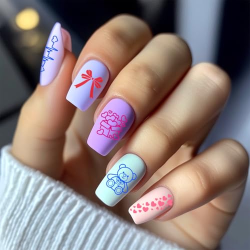 3Pcs Girly Elements Nail Stamping Plate Set Heart Bowknot Nail Stamp Templates French Line Tip Nail Stamp Plates Lovely Metal Reusable Tools with Stamper Scraper for Manicure Printing - style: Girly Style