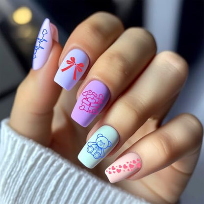 3Pcs Girly Elements Nail Stamping Plate Set Heart Bowknot Nail Stamp Templates French Line Tip Nail Stamp Plates Lovely Metal Reusable Tools with Stamper Scraper for Manicure Printing - style: Girly Style