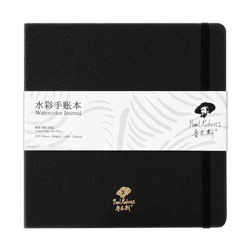 Paul Rubens Square Watercolor Journal, 100% Cotton Acid-Free Hot Press Watercolor Sketchbook 7.48 * 7.48 Inches, 140lb/300gsm,20 Sheets for Watercolors, Gouache, Acrylics - size: 1 Pack*7.5*7.5 inches