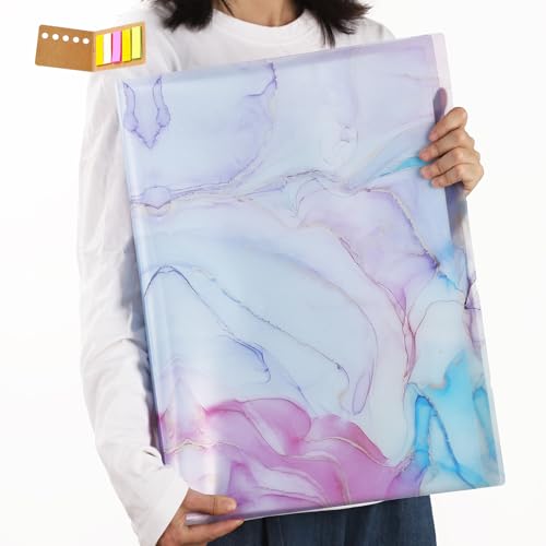 A3 Art Portfolios Case,Marble Blue 60 Pages Diamond Painting Storage Book - color: Marble Blue-60 Sleeves-No button