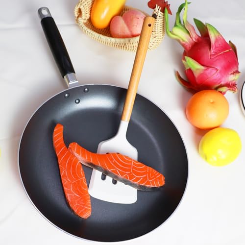 KLAQQED 2Pcs Silicone Spatula Set Turner Heat Resistant for Nonstick Cookware Rubber Wok Turner with Wood Handle, Plastic Spatula Silicone for Cooking Use Kitchen Utensils Set White - color: White