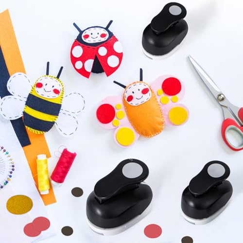 Circle Punch for Paper Crafts 3 Pack, Paper Punches for Crafting 1.5inch 1inch 0.6inch, Round Shapes Circle Hole Puncher for Crafts Scrapbooking,Black
