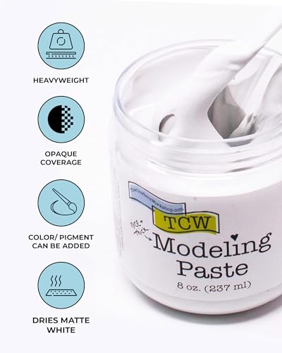 The Crafter's Workshop Modeling Paste for Textured Art - Dimensional Paste for Stenciling, Acrylic Painting - White - Boutique Quality, 8 oz Ja - color: White, style: Modeling Paste