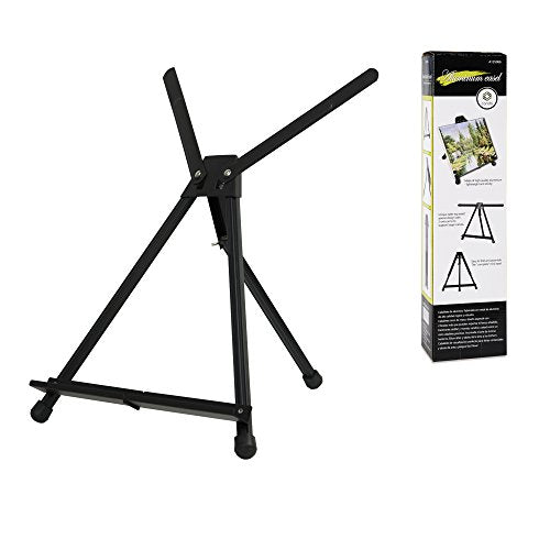 Conda Aluminum Tabletop Easel, Portable Tripod Display Stand Adjustable Height from 15" to 21" with Extension Arm Wings, Desktop Display Easel for Canvas, Paintings, Photos, Signs - style: Black, 1 Pcs