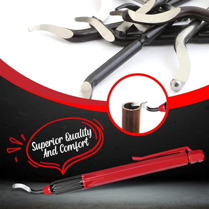 AFA Tooling Pen Deburring Tool, 11 M2 HSS Blades, Red Handle & Clip | Built for 3D printing, metal, PVC, copper, resin and plastic; 360-degree rotation reaches deep bores, cross holes, curves - size: 11PCS / BS1010