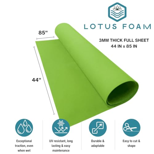 LotusFoam EVA Foam Sheet 3mm – 44"x 85" Craft Foam for Cosplay, Costumes & DIY, High Density 130 kg/m3, Heat Shapeable, Paintable, 35 Colors(Key Lime) - Key Lime - color: Key Lime
