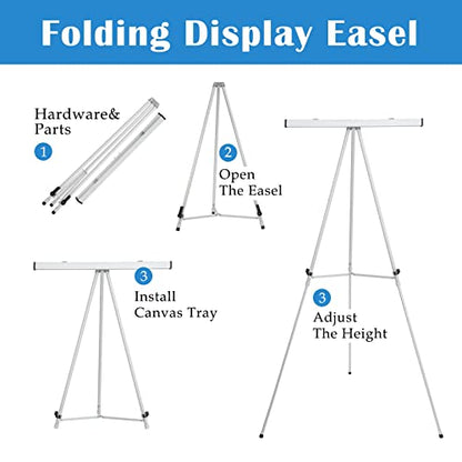 Falling in Art 63 1/2'' Aluminum Flip Chart Display Easel Stand, Silver | Presentation Easel with Adjustable Floor for Boardroom, Whiteboard, Paper Pads, Signage - style: Silver 1-Pack