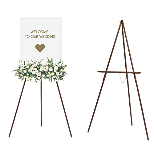 MEEDEN Easel Stand for Wedding Sign: Wood Tripod for Poster Board | Wedding Decor Holder for Paintings Welcome Sign Pictures - color: Walnut