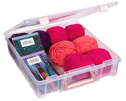 ArtBin Essentials 12 x 12 One-Compartment Craft Box, Clear | One Open Compartment, 15.25 x 14 x 3.5 Inches, Secure Latches, Stackable, Durable Polypropylene - color: Rose Gold