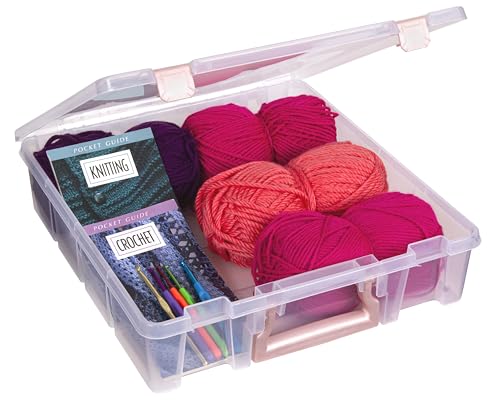 ArtBin Essentials 12 x 12 One-Compartment Craft Box, Clear | One Open Compartment, 15.25 x 14 x 3.5 Inches, Secure Latches, Stackable, Durable Polypropylene - color: Rose Gold