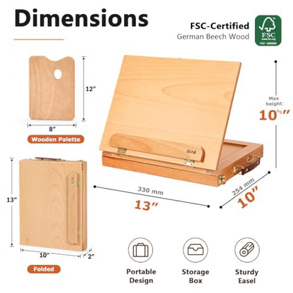 DJAR Tabletop Sketchbox Art Easel with Storage & Palette, Solid Beechwood - style: Tabletop Easel