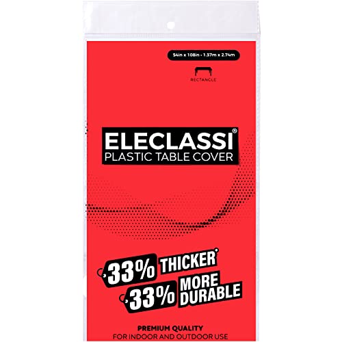 Eleclassi Red 12 Pack Premium Disposable Plastic Tablecloth 54 x 108 in - Plastic Table Cloth Disposable Tablecloth for Rectangle Table Up to 8 Feet - color: Red, size: 12 Pack Rectangle