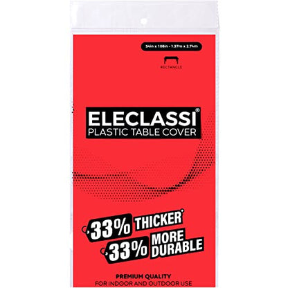Eleclassi Red 12 Pack Premium Disposable Plastic Tablecloth 54 x 108 in - Plastic Table Cloth Disposable Tablecloth for Rectangle Table Up to 8 Feet - color: Red, size: 12 Pack Rectangle