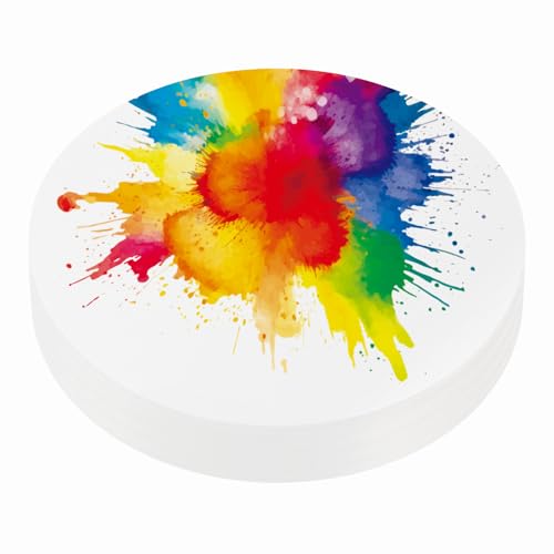 PATIKIL 50 Sheets Cotton Watercolor Paper Round 140lb/300 GSM Cold Press Water Coloring Paint Paper for Art Painting Watercolor Drawing Artist, 8 Inch - size: 8 Inch