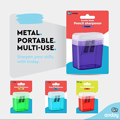 Pencil Sharpener Dual Hole Manual Purple, Jumbo Crayon Sharpener with Cover and Bin, Handheld Color Pencil Sharpeners for Large & Standard Pencils, Also Available in Red, Green, Blue, 1 Pc – By Enday - color: Purple