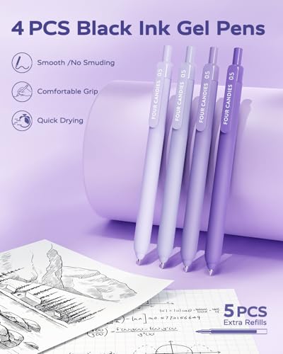 Four Candies Aesthetic Purple School Supplies Kit with Case for Girls - color: Purple