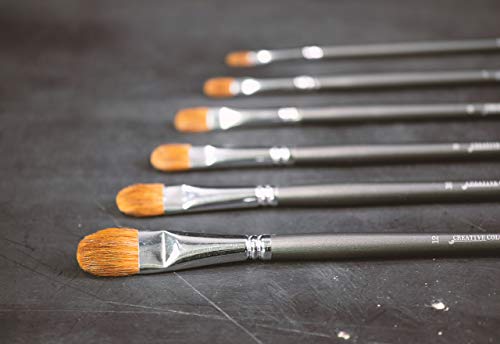 Red Sable Filbert Paint Brushes - Set of 6 Acrylic, Watercolor, Mixed Media or Oil Paint Brushes. Long Handle Professional Art Supplies for Canvas Painting