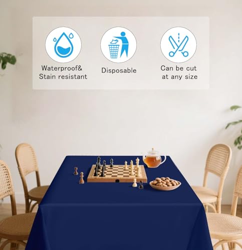 HEIPINIUYE 2 Pack Navy Blue Tablecloth Disposable 54 x 108 Inch Navy Blue Plastic Table Cloth Disposable Waterproof Rectangle Table Cover for Party Birthday Camping Picnic Tablecloths - color: Navy Blue Rectangle Tablecloth, size: 2 Pack