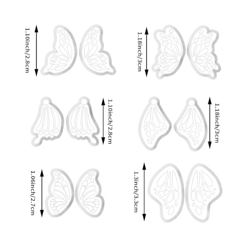 12 Pairs Butterfly Wing Polymer Clay Cutters - Detailed Texture Jewelry Making Tools for Earrings & DIY Crafts, Soft Clay Shaping Molds - color: 2E color