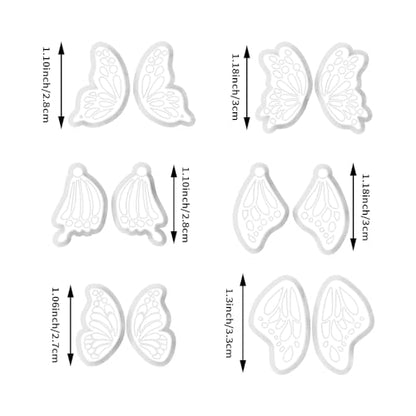 12 Pairs Butterfly Wing Polymer Clay Cutters - Detailed Texture Jewelry Making Tools for Earrings & DIY Crafts, Soft Clay Shaping Molds - color: 2E color