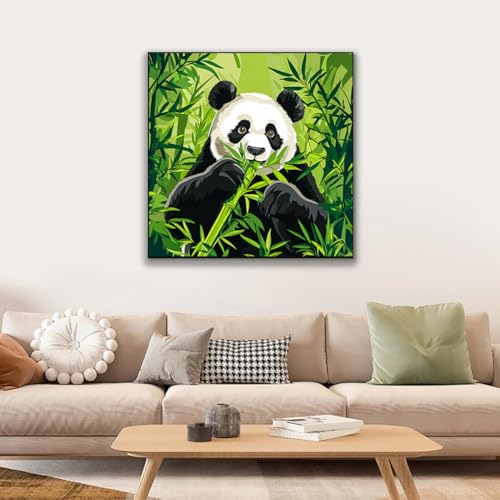 JUJUHOOD Cute Panda Framed Paint by Numbers Kit for Adults Beginner & Kids Ages 8-12, Animal Paint by Number Without Easel, Acylic Paint by Numbers for Gift Home Wall Decor 10x10Inch - color: ZXT-280-F