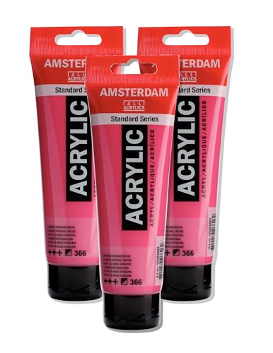 Amsterdam Standard Series Acrylic Paint Tube, Quinacridone Rose 366, 4 oz | Vibrant Color with Acrylic Resin Binder, High Lightfastness, Water-Based, Strong Coverage, Visible Brush Strokes - color: Quinacridone Rose, size: 4.05 Fl Oz (Pack of 1)