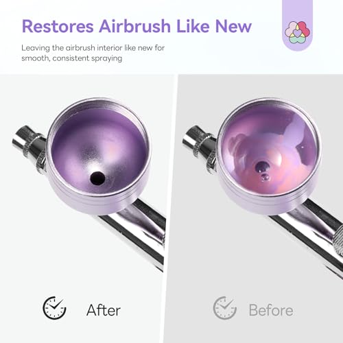 SAVILAND 500ML Airbrush Cleaner: 10s Instant Cleaning Makeup Brush Ceaner Large Capacity Odor Free Precision Bottle for Water-Based Acrylic Paint Airbrush Gel Nail Polish Clog Removal Salon