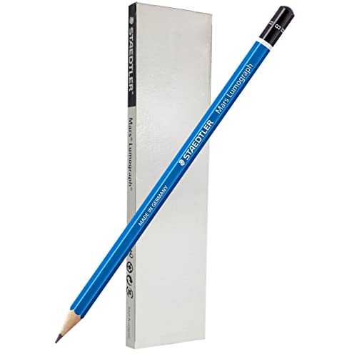 STAEDTLER Mars Lumograph B Graphite Art Drawing Pencil, 6 Pencils | for Sketching and Shading, Break-Resistant Premium Woodcase Drawing Pencils, 6-Piece Set - style: B