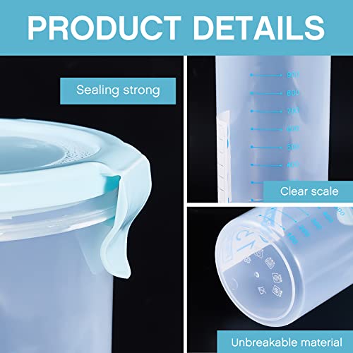 4 Pcs Plastic Paint Containers with Lids 50 oz Paint Storage Containers for Leftover Paint Cups with Lids Airtight Paint Holder Empty Paint Can, 1500ml