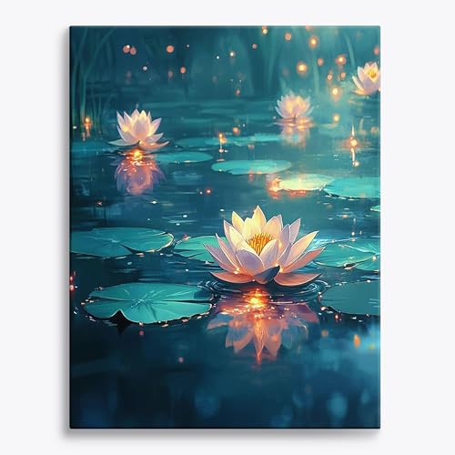 Craftoria Paint by Numbers for Adults 40"x50"cm NO Framed Peaceful Lily Waters 36 Colors - color: Peaceful Lily Waters - 36 COLORS, size: NO Frame