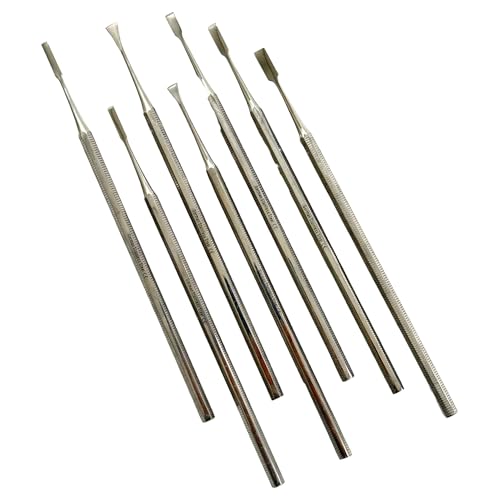7 Pack Precision Mini Chisel Carving Tools for Detailed Small Crafts Such as Wood Carving, Wax Modeling, Soap Carving, and More - One Piece Construction Stainelss Steel