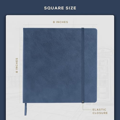 Beechmore Books 8x8 Square Mixed Media Sketchbook 160 GSM/98lb, Gift Box - color: Symphony Blue, size: Square - 8" x 8"