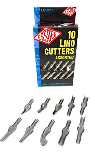 ESSDEE Linoleum Cutter Tools - Style 1 to 10 Sizes Lino Blades - High Carbon Steel - Pack of 10 - Made in UK