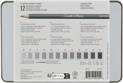 Conté à Paris 12 Count Assorted Graphite Pencil Drawing Set - style: 12 Count Assorted Graphite Pencil Drawing Set