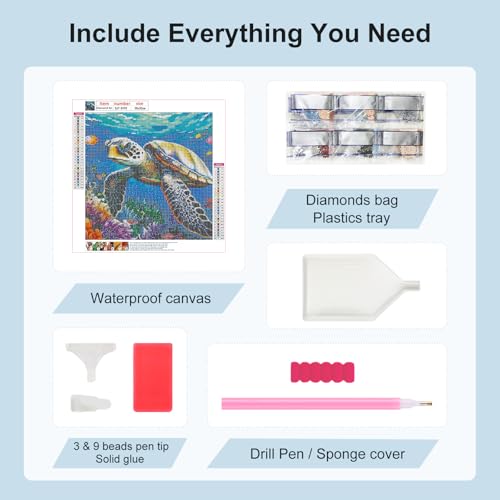 SJUTOUCI Sea Turtle Diamond Art Kit for Adults, Diamond Painting Animal - color: Sea Turtle