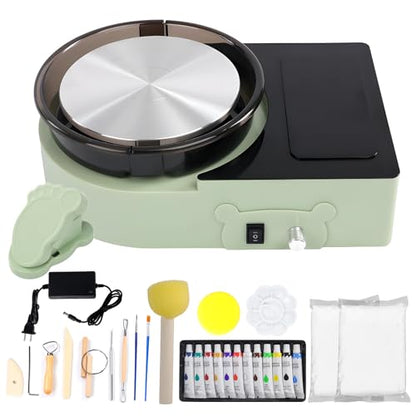 Pottery Wheel Machine with Foot Pedal, 6" Turntable Two-Way Rotation Clay Wheel，Electric Ceramic Forming Machine with Detachable Basin,DIY Clay Potter's Wheel Kit for Kids and Beginners Adults at Home