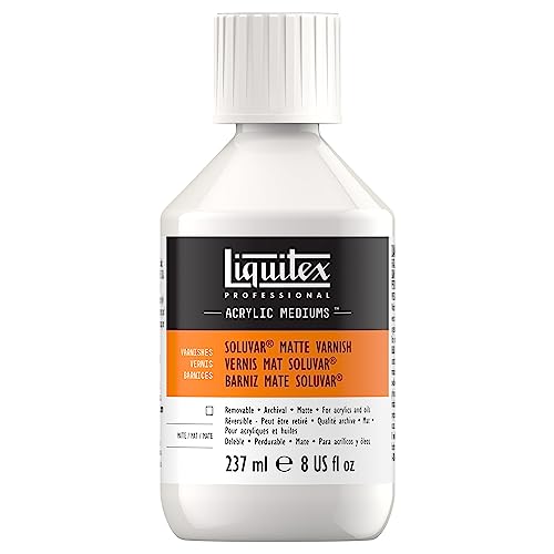 Liquitex Professional Soluvar Gloss Varnish, 237ml (8-oz) | Mineral Spirit Based, Adds Gloss Sheen, Protects & Resists Dirt Retention, Increases Brightness, Resists Discoloration - color: Soluvar Matte, style: 8-oz