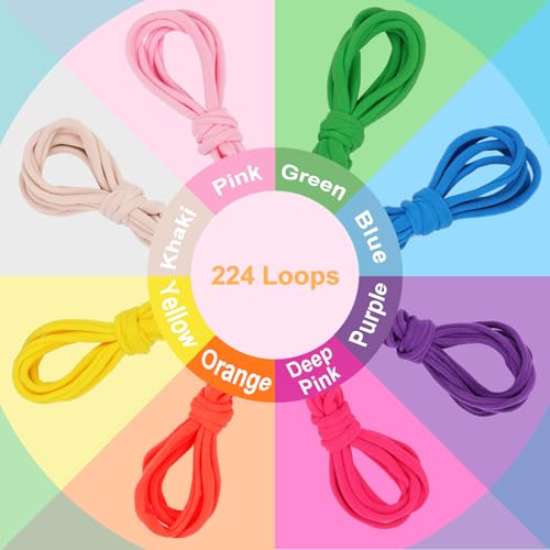 IQKidz 224 PCS Loom Loops Refill for Potholder Weaving Loom Kit Toys, Elastic DIY Arts and Crafts Loops Supplies for Kids Beginners, Perfect Birthday Gifts for 5 6 7 8-12 13 Year Old Girls - size: Loom Loop Refills