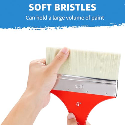 Large 6 Inch Flat Paddle Paint Brush | Scale Brush, Blending Paint Brush, Wide Flat Paint Brushes for Oil and Acrylic Paints - color: Flat, size: 6''
