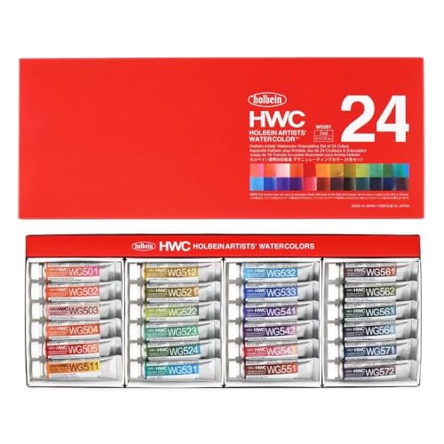 Holbein Artists' Watercolors - Set of 24, Granulating, Assorted 5 ml