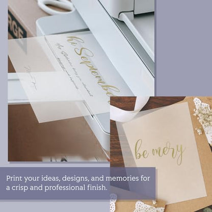 Translucent Vellum Paper 8.5 x 11, Goefun Vellum Paper Printable 50 Sheets | Printable Vellum Paper for Invitations, Wedding Envelope Liners, Belly Bands, Sketching, Tracing, Drawing - size: 8.5x11-50pcs
