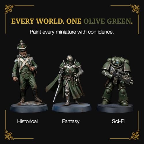 Ludus Bellum Miniature Paint Olive Green Color 18ml Dropper Bottle | Professional Acrylic Paint for Miniatures & Models, Provides Quality Acrylic Tones and Shades for Warhammer 40K D&D Figures - color: Olive Green