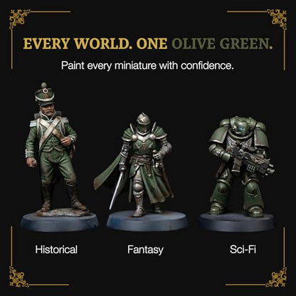 Ludus Bellum Miniature Paint Olive Green Color 18ml Dropper Bottle | Professional Acrylic Paint for Miniatures & Models, Provides Quality Acrylic Tones and Shades for Warhammer 40K D&D Figures - color: Olive Green