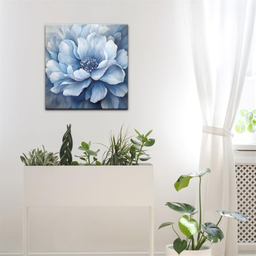 Natuyalo Framed Paint by Numbers Kit for Adults - Blue Flower DIY Adult Paint by Number Kits Flowers Acrylic Canvas Painting for Adults Beginners Art Crafts with Frame, 12x12 Inch - color: Color-03