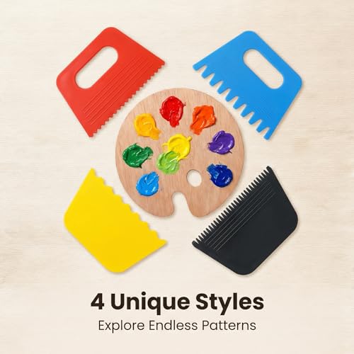 7Pcs Textured Art Supplies Kit Paint Scrapers for Drawing Artists Acrylic Painting Texture Tools Canvas Spatula Set for DIY Crafts Learning Knife Pottery Oil Painting