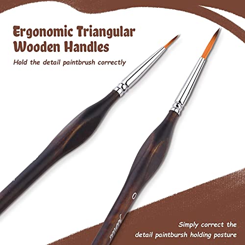 Miniature Paint Brushes, Fuumuui 11pcs Micro Detail Paint Brushes for Model, Paint by Numbers - Fine Detail Paint Brush Set for Acrylic, Watercolor, Oil - color: Brown